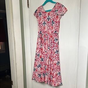 Dot Dot Smile Pink and Blue Floral Kids Midi Dress